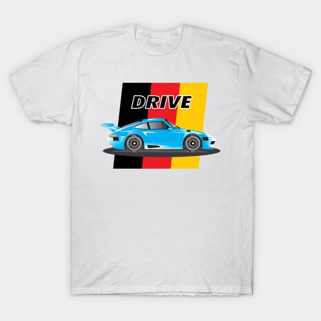 Drive - German Cup Racer - Blue T-Shirt by Sash8140